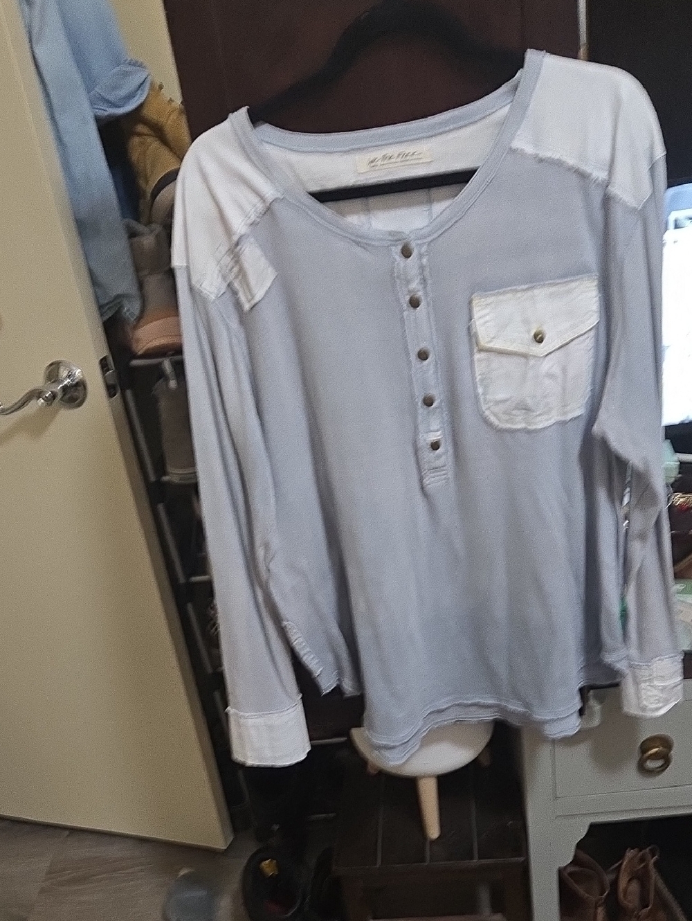 We The Free Light Blue Henley Top
